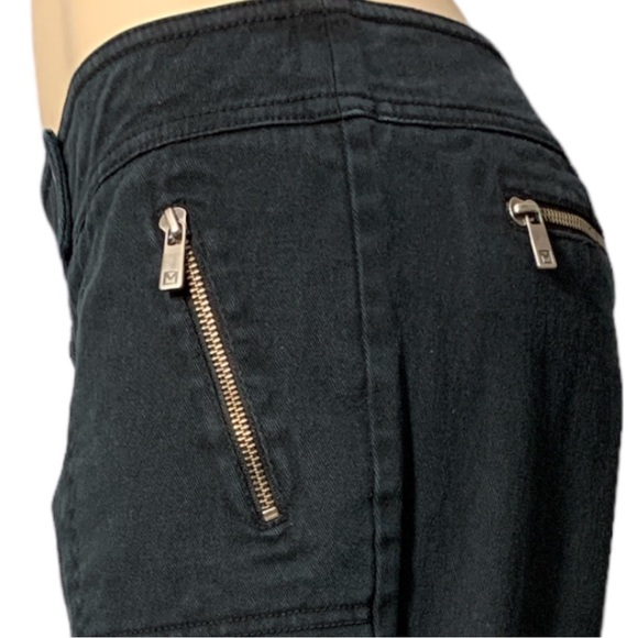 MICHAEL KORS Black Denim Embellished with Gold Hardware Zippers Size 14 - Picture 10 of 15